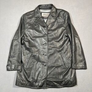 Pelle Studio Wilsons Leather Jacket Womens XL Black Blazer Style Button Collared
